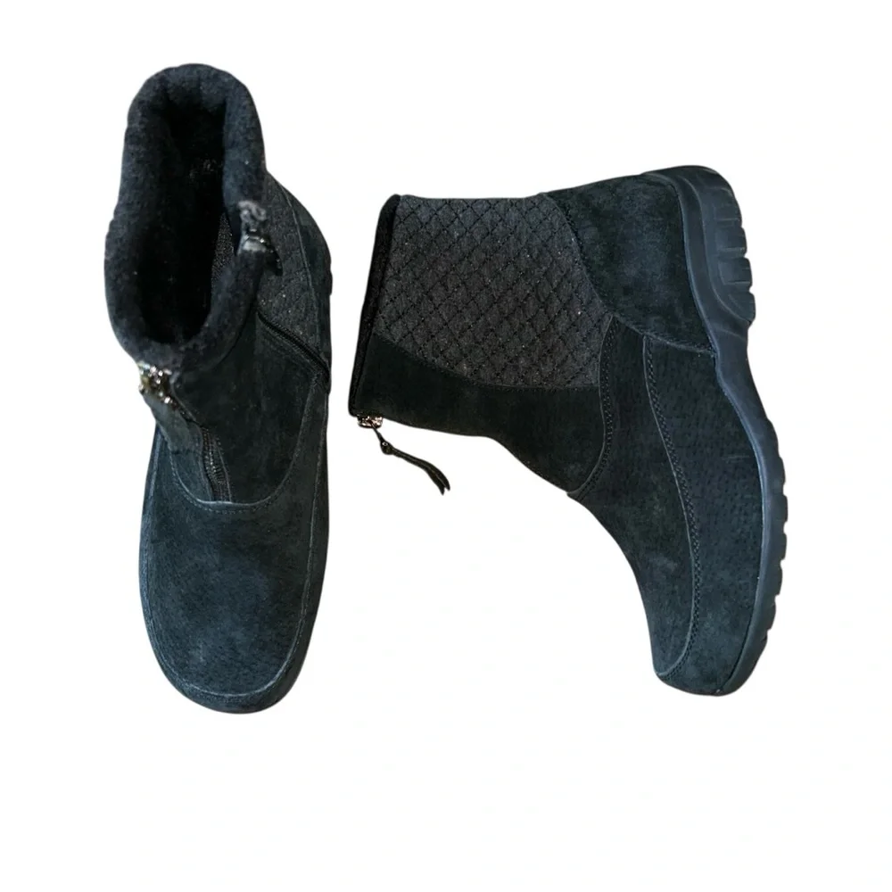 Propet Delaney Mid Zip Black Suede Ankle Winter Boots Women’s 6.5 XX(4E) Wide